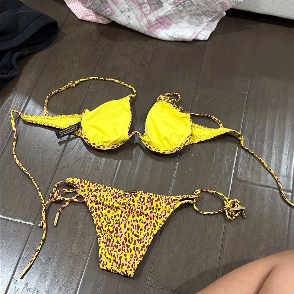 Yellow Leopard Print Bikini Set - image 3